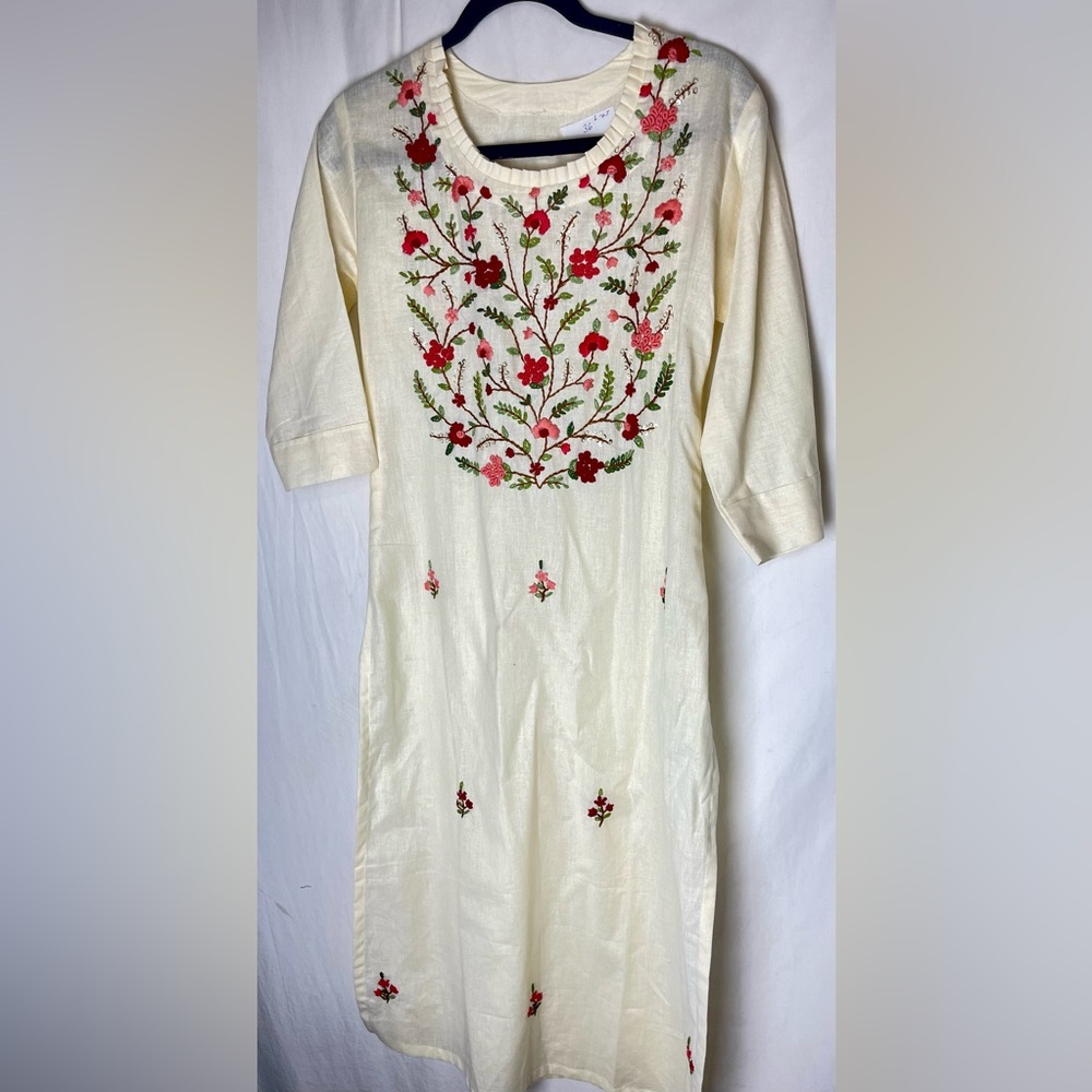 Embroidery Kurti kurtha Kameez Organic Cotton Sz Small 36
